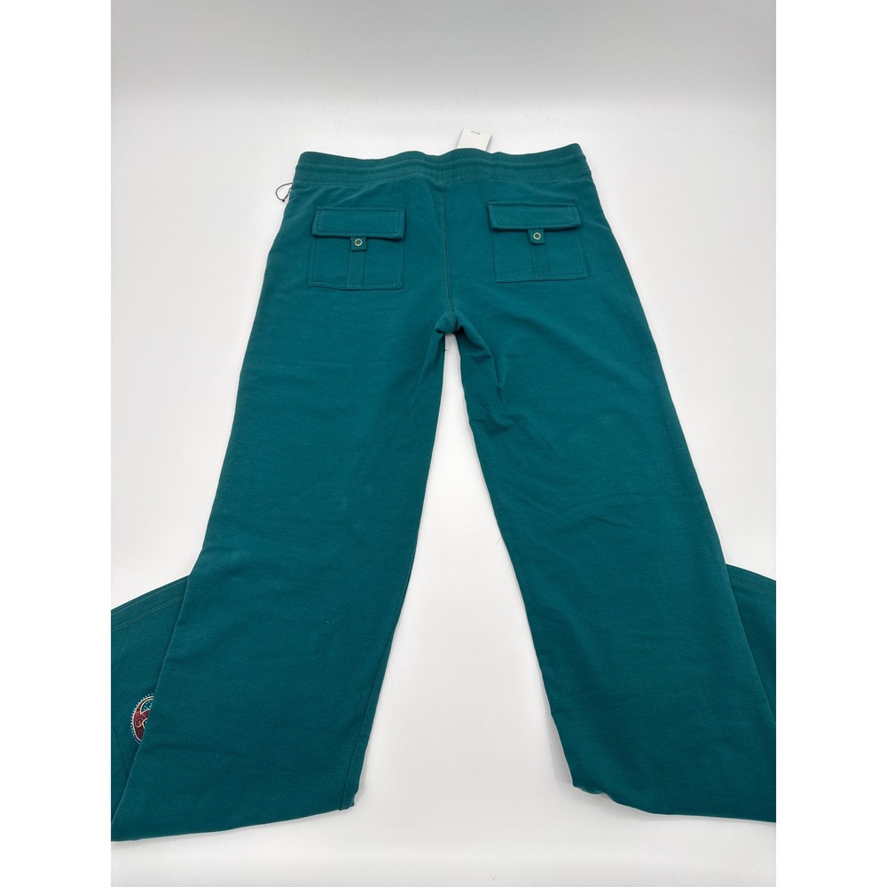 BCBGMaxAzria Women Shrub Green Peacock Graphic Wide Leg Sweatpants BC13742-P L - Picture 5 of 7